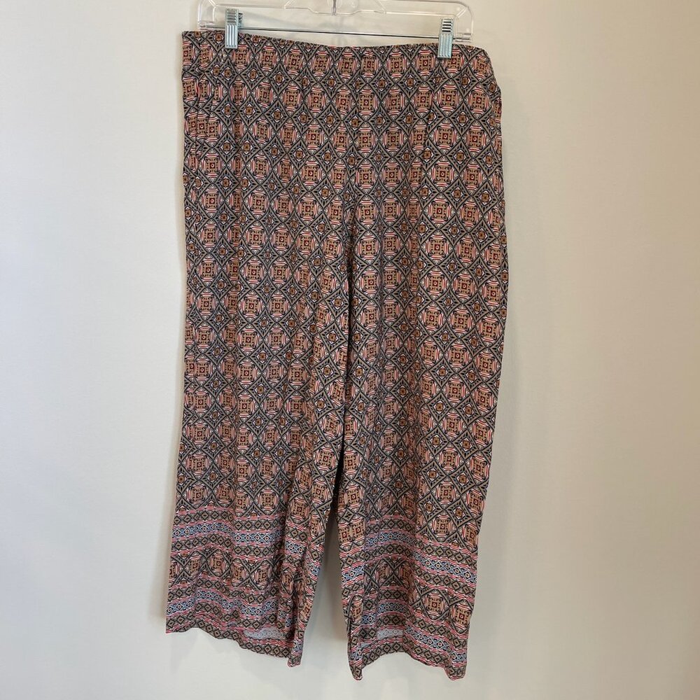 J. Jill Women Wide Leg Capri Large Petite Crop Stretch Elastic NWT Pockets Casua